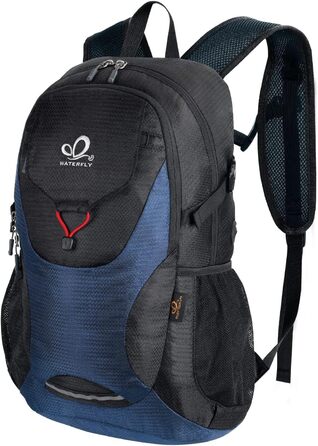 Складаний рюкзак WATERFLY 30 л для туризму та подорожей, з вологовідділенням, ультралегкий, для чоловіків і жінок, синій/чорний