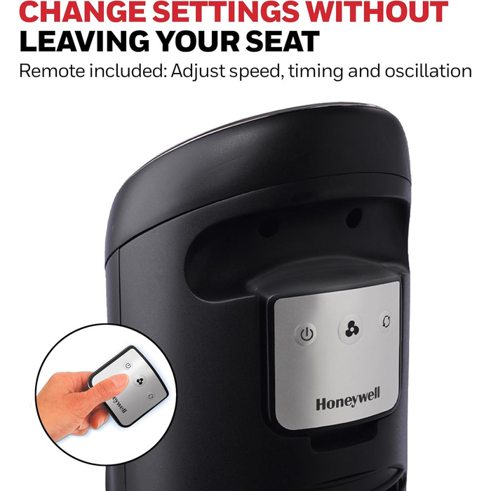 Вентилятор вежовий Honeywell Quietset 8 швидкостей, чорний, для кімнати, 40х10 Вт