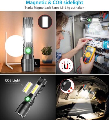 Karrong LED ліхтарик з ультрафіолетовим світлом 395нм, USB-зарядка, магніт, 7 режимів, акумулятор, для кемпінгу та туризму, 2 шт.