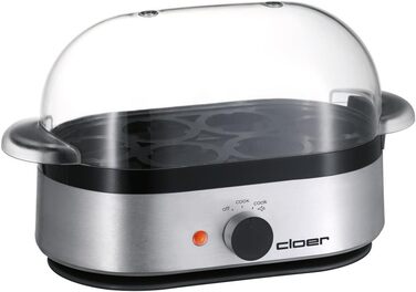 Яйцеварка Cloer 6099, 400 Вт, на 6 яєць, з аудіо-сигналом, антипригарна, алюміній, нержавіюча сталь, насадки для пашот