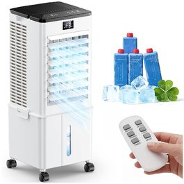 Портативний кондиціонер без виходу на вулицю 10л, 60W 4-в-1 з таймером 12 год, 3 режими, коливання 120°, знімний резервуар для води, для дому/офісу (молочно-білий)