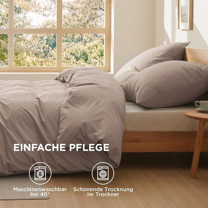 BEDSURE Комплект постільної білизни 135x200 з бавовни 4-х частинний - комплект постільної білизни, 2 наволочки 80x80 см, Oeko-TEX, колір хакі