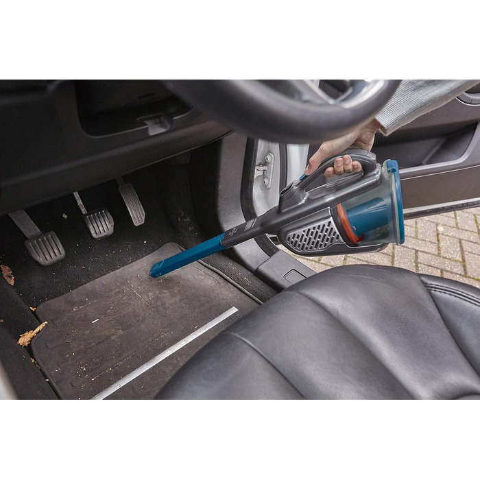 Акумуляторний ручний пилосос BLACK+DECKER Dustbuster Smart Tech 18 В, 36 Вт·год, циклонний, 2 режими, витяжна щілинна насадка, зарядна станція, настінне кріплення, титан/срібло/синій