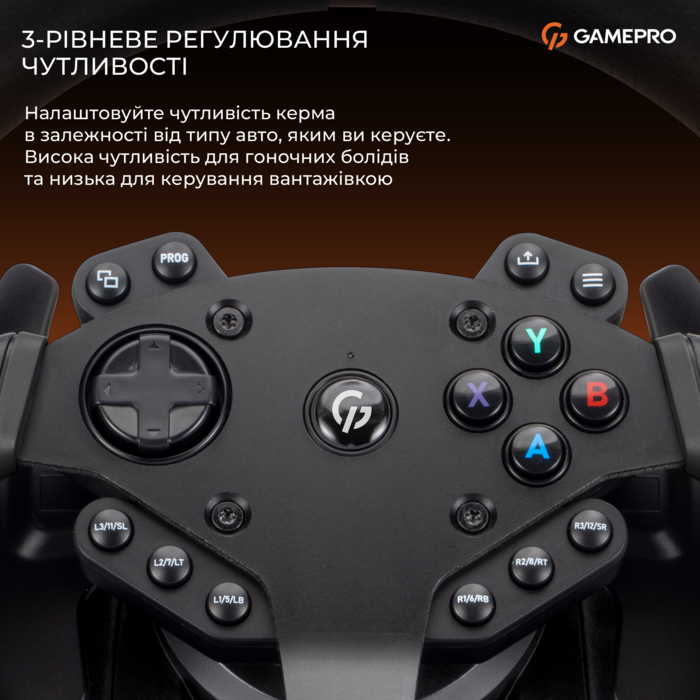 Ігрове кермо GamePro RW575PM з педалями та коробкою передач XBOX ONE/PS4/PS3/PC/SWITCH