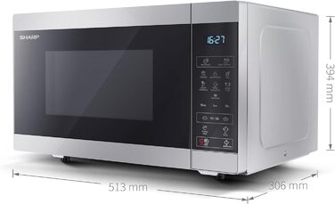 Мікрохвильова піч SHARP MS51ES, 900 Вт, 11 режимів, функція розморожування, 513x306x394 мм, срібляста