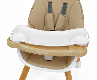 Стілець для годування 2в1 дерев'яний зі столиком-тацею Malmo Beige Milly Mally