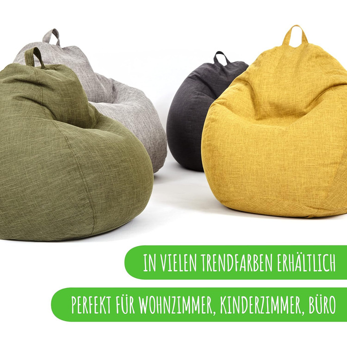 Сидіння-мішок Green Bean XXL 80x90 см, чохол з льону, червоний, без наповнювача, м'який, міцний, з внутрішнім мішком, для дому, праний