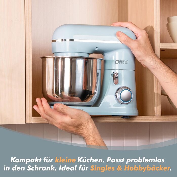 Кухонний комбайн Kitchen in the box — планетарний міксер та тістоміс 3.5 л, 10 швидкостей, з насадками (гак, вінчик, міксер), синій