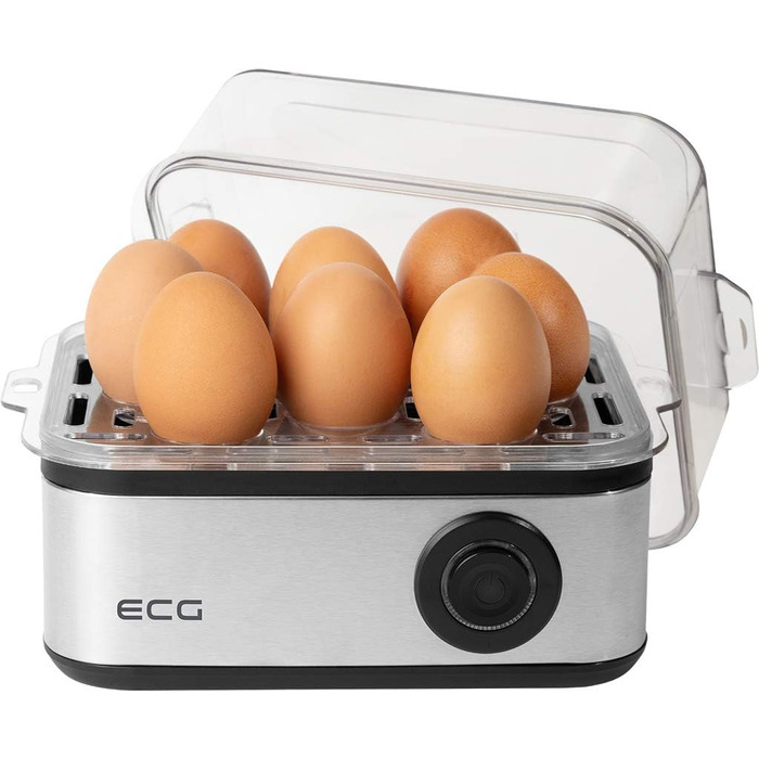 Яйцеварка електрична ECG UV 5080, 400 Вт, 8 яєць, нержавіюча сталь