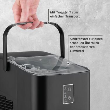 Льодогенератор Caso IceChef Compact: швидке виробництво льоду (12 кг/24 год), самоочищення, 1л резервуар, з лопаткою