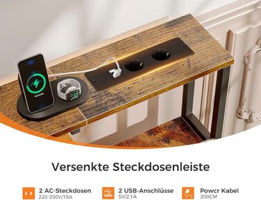 Ігровий стіл Coleshome з LED підсвіткою, ящиками та USB-роз'ємами (140x48 см, коричневий)