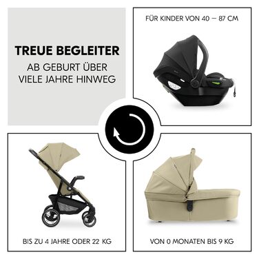 Комплект Hauck Shop N Care Trio Set Olive - 3в1: коляска, ванночка для новонароджених та автокрісло i-Size до 22 кг, з підспільною столикою та тримачем для напоїв, UPF 50+, регульоване положення для сну, складається
