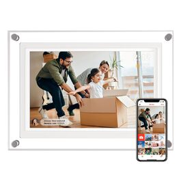 Цифрова фоторамка 15.6 дюймів з Wi-Fi, HD IPS сенсорний екран 1920x1080, 32ГБ пам'яті, підтримка Frameo App, автоматичний поворот зображення