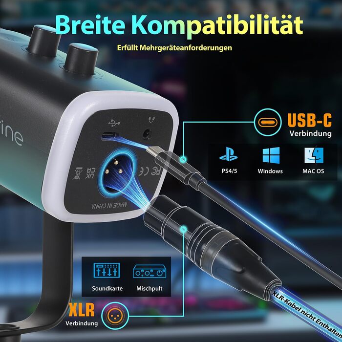 Ігровий мікрофон FIFINE XLR/USB для стрімінгу, подкастів, студії, динамічний, з кнопкою вимкнення звуку, сумісний з ПК, PS4/5, Mac, мікшерами та звуковими картами