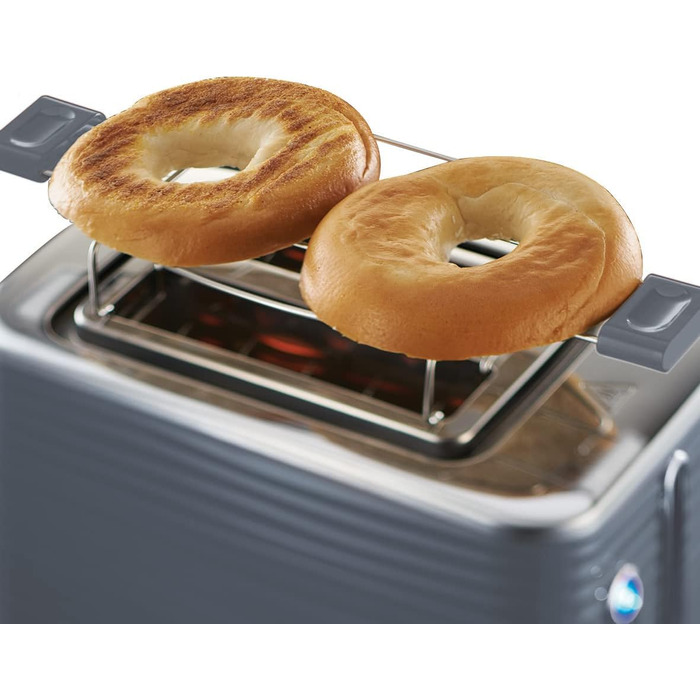 Тостер Russell Hobbs Inspire Grau на 2 тости, з підставкою для булочок, 6 режимів, розморожування та підігрів - 24373-56