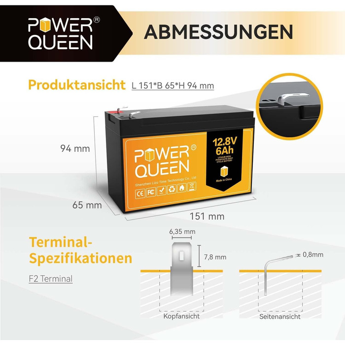 LiFePO4 акумулятор Power Queen 12V 100Ah літій-залізо-фосфатна батарея для кемперів та будинків на колесах