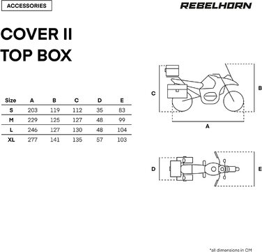 Чохол для мотоцикла REBELHORN Cover II Top Box, поліестер, сумісний з кофром, отвори для ланцюга, приталена форма