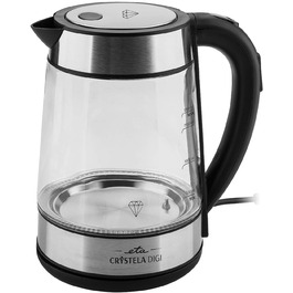 Скляний електрочайник ETA Crystela Digi з регулюванням температури 50-100°C, функцією підтримки тепла, 1.7 л, 2200 Вт