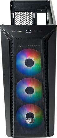 Корпус для ПК Cooler Master MasterBox 520 Mesh, Mid-Tower ATX, 3 встановлених вентилятори, сітчаста передня панель, скляна бічна стінка, ARGB-контролер, чорний