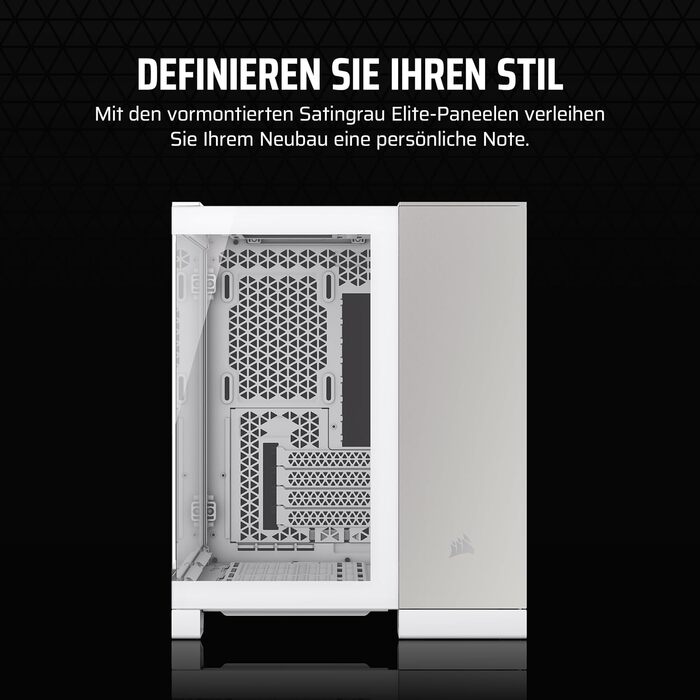 Корпус для ПК CORSAIR 2500X mATX, скло, двокамерний, без вентиляторів, білий/сатиново-сірий алюміній, підтримка реверсивної материнської плати