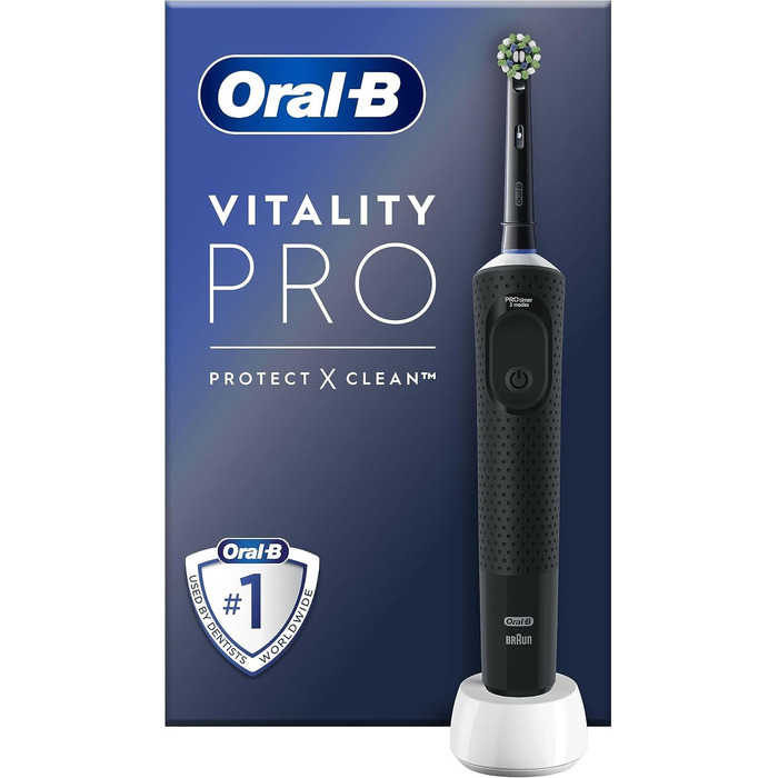 Електрична зубна щітка Oral-B Vitality Pro з 3 режимами чищення та насадкою Protect X Clean, від Braun