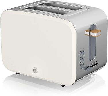 Електричний чайник Swan Nordic Set з тостером, 1.7 л, 2200 Вт, білий з дерев'яним декором