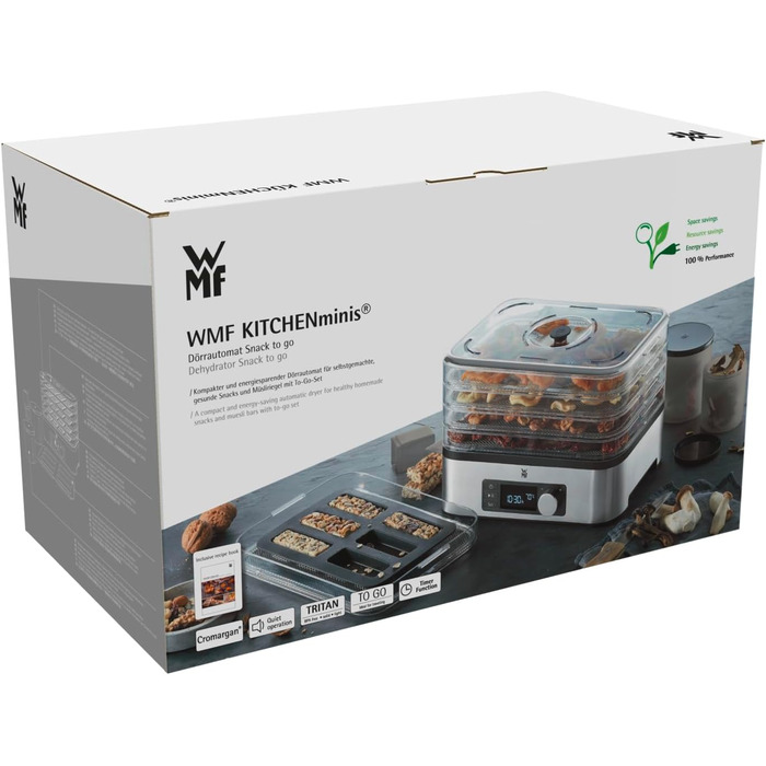 Сушарка для фруктів та овочів WMF Küchenminis Edelstahl, 5 ящиків, 30-70°C, таймер до 24 год, з контейнерами для зберігання