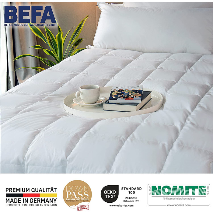 Літня пухова ковдра BEFA NATUR 155x220 см, 90% пуху, 10% пера, для алергіків, Німеччина, сертифікат Öko-Tex 100, Downpass, комплект 2 шт.