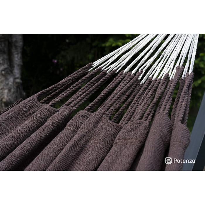 Гамак Potenza Medelin Boho для двох з підставкою, 100% бавовна, подвійний, 230x160 см, витримує до 200 кг, стійка до погодних умов