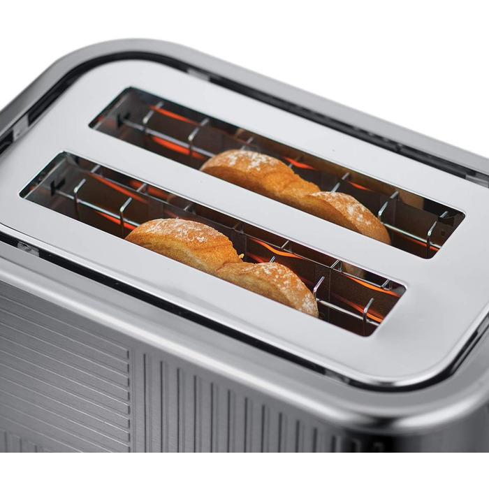 Тостер Russell Hobbs Geo Edelstahl Grau на 2 тости, нержавіюча сталь, 6 режимів, розморожування, підігрів, широкі слоти для хліба