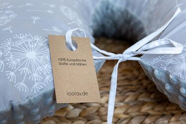 Подушка для вагітних LOOLAY - подушка для годування, бокова підтримка, 100% бавовна з м'яким мінкі чохлом, 190 см, бежевий/сірий