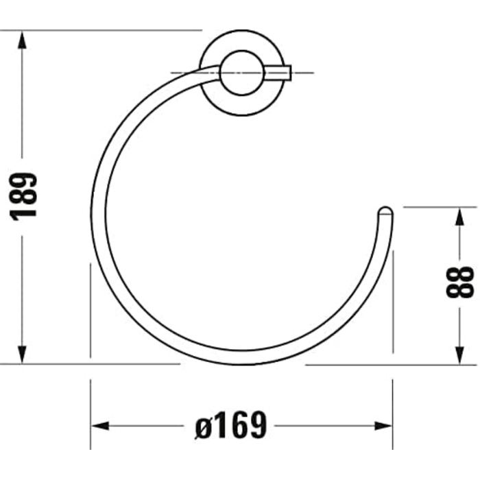 Рушникотримач-кільце Duravit D-Code, настінний, хром, 158x67x182 мм