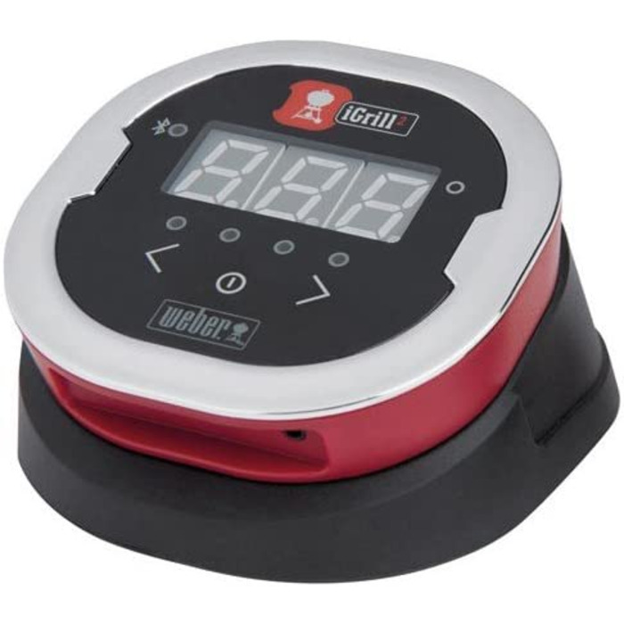 Weber iGrill 2 — розумний Bluetooth термометр для м'яса з 4 підключеннями, магнітним кріпленням, контроль через додаток та дисплей, чорний, 3.2 x 10.8 x 5.0 см, для гриля