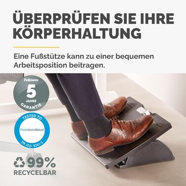 Підставка для ніг Fellowes Office Suites з антибактеріальним захистом Microban, чорна - регульована, ергономічна для офісу та дому