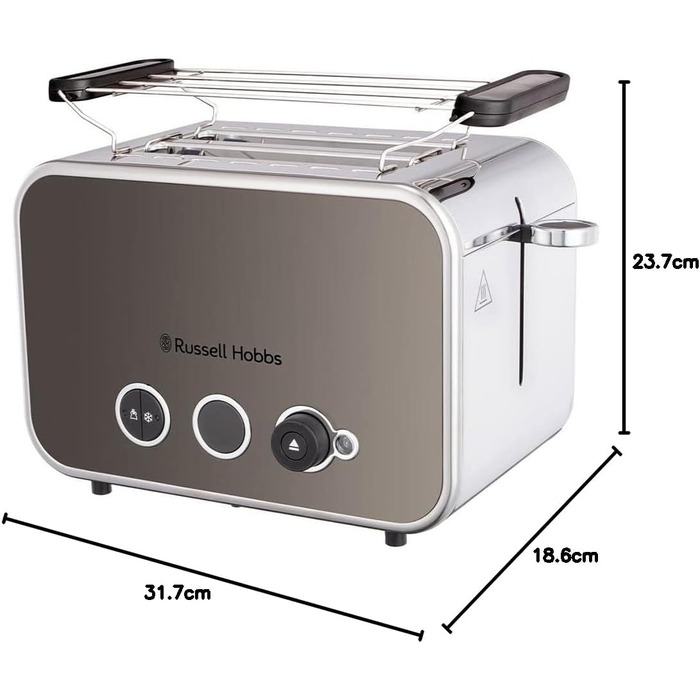 Тостер Russell Hobbs Distinctions Titanium (2 відділення) - нержавіюча сталь, 6 режимів, розморожування, підігрів, підйом тостів