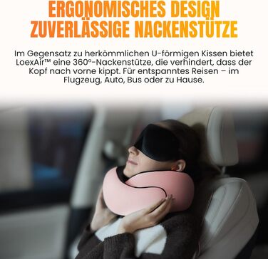 Подорожня подушка для шиї з капюшоном з ефектом пам'яті (Memory Foam) для літака та авто, бавовняна, рожева (Sakura Pink)