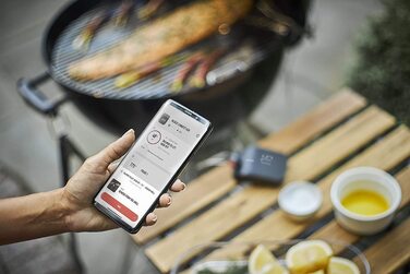 Weber Connect Smart Grilling Hub — розумний термометр для гриля з Bluetooth і Wi-Fi, контроль через додаток, покрокові рецепти, підтримка до 4 датчиків, чорний