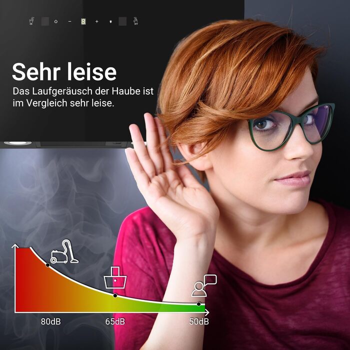 Витяжка кухонна KKT KOLBE TRIO8025S 80см, чорна, скло, керування жестами та SensorTouch, LED-підсвітка, режим рециркуляції та відведення, продуктивність 782 м³/год