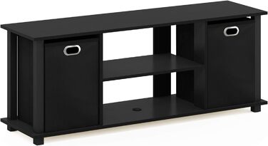 ТВ тумба Furinno Econ з 2 ящиками, чорна, дерево, 29.7x29.7x40.1 см
