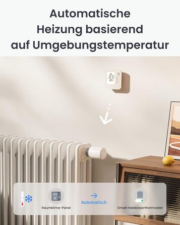 SwitchBot Розумний термостат на радіатор Bluetooth з керуванням через додаток, таймером, енергозбереженням, сумісний з Alexa, Apple Home та Home Assistant (потрібен Hub) - Комплект