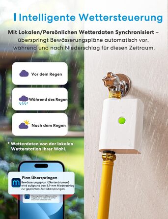 Meross MST100 Контролер поливу WiFi для вулиці з керуванням через додаток | Apple Home, Alexa, Google Home | Моніторинг витрати води