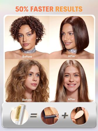 SHEGLAM 3D-іонна вирівнювальна щітка з 24К золотими пластинами, анти-опіковий захист, швидкий нагрів за 60с, автовимкнення для гладкого та шовковистого волосся