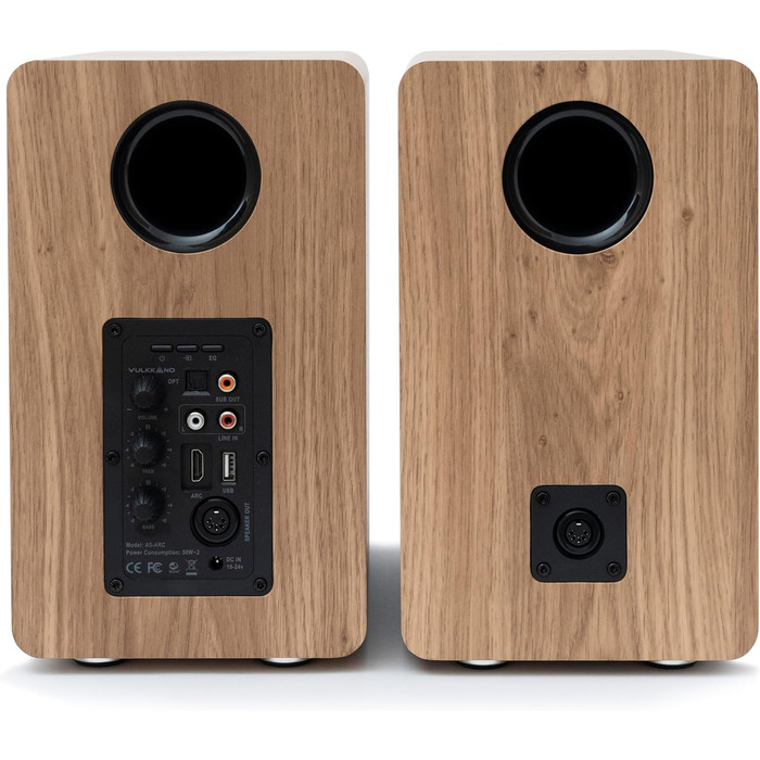VULKKANO A5 ARC Поличкові колонки Bluetooth 5.0 з HDMI ARC, оптичним входом, RCA, USB, вихід для сабвуфера, коричневі