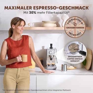 Кавомашина Breville Barista Slim VCF185X с молоковідбійником, 15 бар, срібляста - для капучино та лате