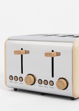 Тостер CREATE TOAST Retro Doble - 6 режимів, піддон для крихт, розморожування, підігрів, 2 широкі слоти, 750W (пісочний)