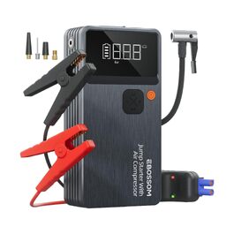 Бустер-стартер для авто 7-в-1 з портативним компресором, Powerbank 12000mAh, LED-ліхтарем та USB-C зарядкою, набір для екстреної допомоги JC8