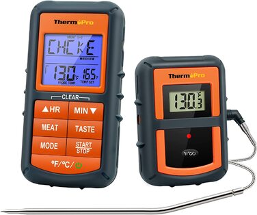 Термометр для барбекю ThermoPro TP07 з таймером, бездротовий, для грилю, духовки та коптильні, радіус дії 90 м