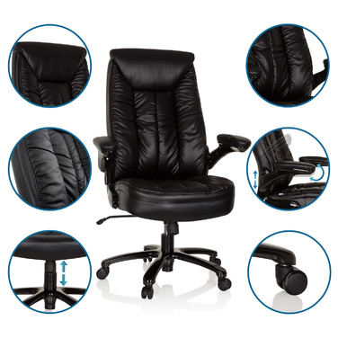 Надміцне крісло / офісне крісло INSTRUCTOR III XXL імітація шкіри чорний hjh OFFICE