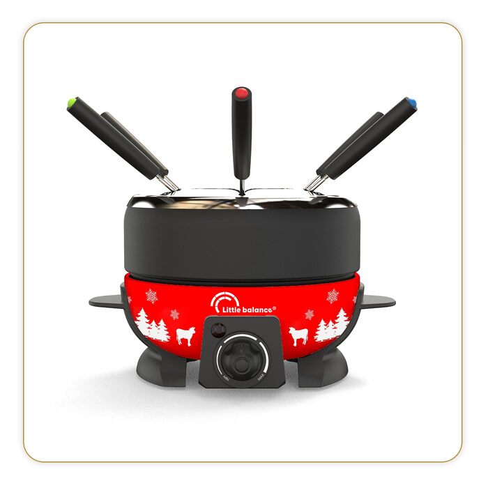 Електричний пристрій для фондю LITTLE BALANCE Happy Fondue 8 Meuuuh, антипригарне покриття, 2 л, 800 Вт, червоний