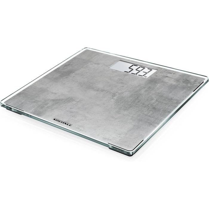 Електронна вага Soehnle Style Sense Compact 300 Concrete, LCD-дисплей, ультратонкий дизайн, максимальна вага 180 кг, бетон